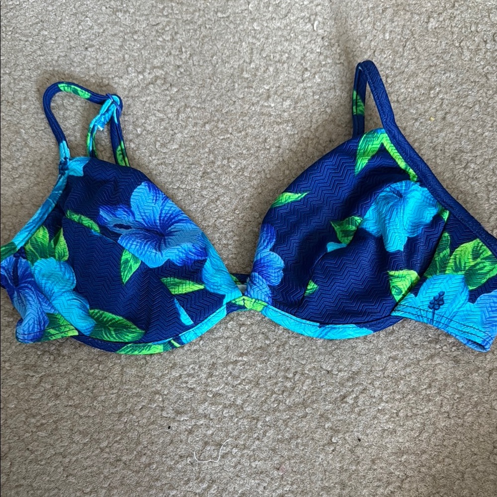 Floral Blue Bikini Top